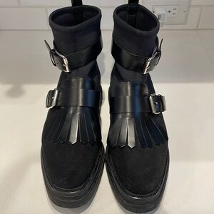 Musette Black Leather Ankle Boots—Buckles—Boho—Worn Once! Like New! Size 37